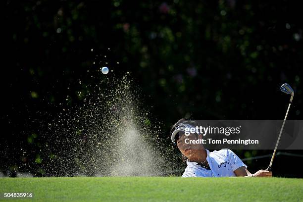 Ryo Ishikawa of Japan plays a shot during the Sony Open In Hawaii Pro-Am tournament at Waialae Country Club on January 13, 2016 in Honolulu, Hawaii.