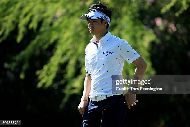 Ryo Ishikawa of Japan looks on during the Sony Open In Hawaii Pro-Am tournament at Waialae Country Club on January 13, 2016 in Honolulu, Hawaii.