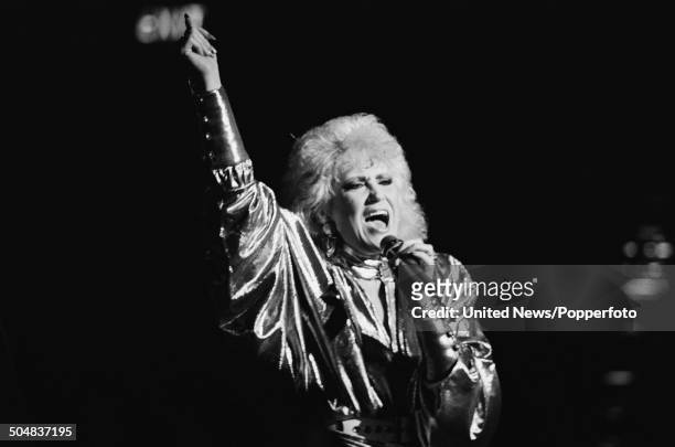 English singer Dusty Springfield performs live on stage in London on 31st July 1985.