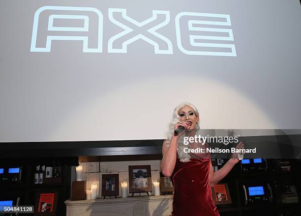 Lili Whiteass speaks as AXE and John Legend reveal the new 2016 AXE Collective at the Find Your Magic launch event on January 13, 2016 in New York...