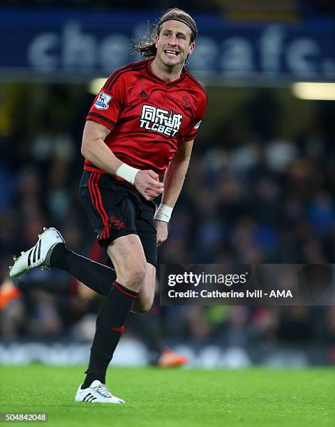 Jonas Olsson of West Bromwich Albion during the Barclays Premier League match between Chelsea and West Bromwich Albion at Stamford Bridge on January...