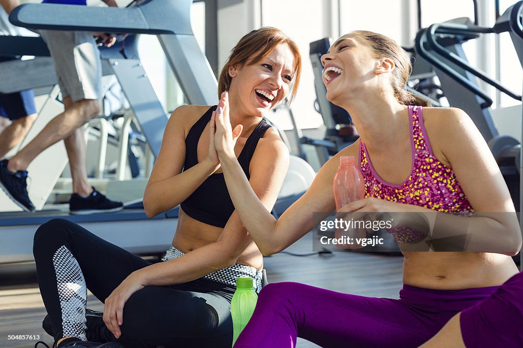 Female friends in the gym.