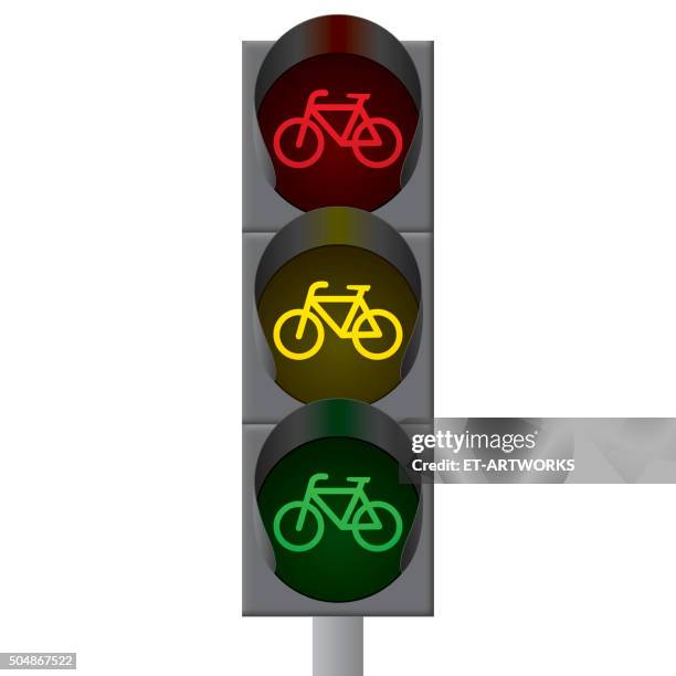 fahrrad ampel. vektor - grüne ampel stock-grafiken, -clipart, -cartoons und -symbole