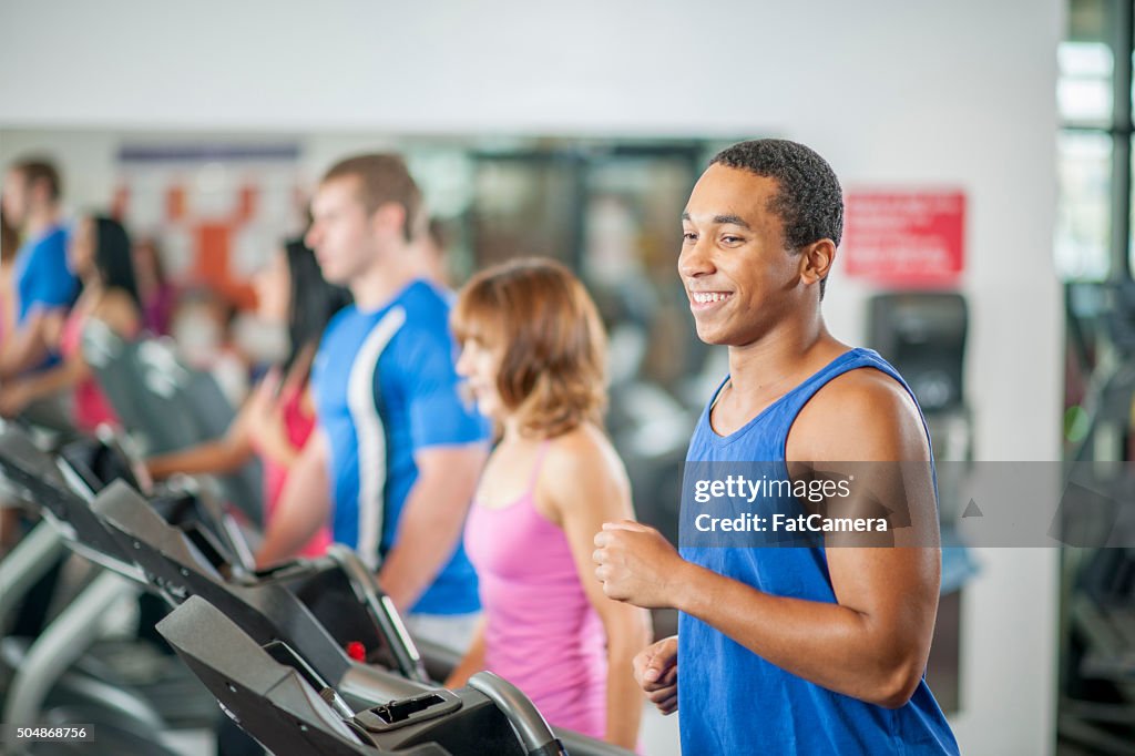 Jogging on a Treadmill at the Gym