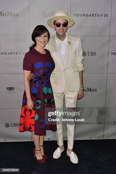 Rosie Perez and DJ Cassidy attend the YoungArts Backyard Ball on January 9, 2016 in Miami, Florida