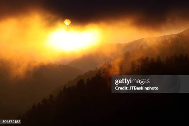 clearing storm in the smokys - clingman's dome stockfoto's en -beelden