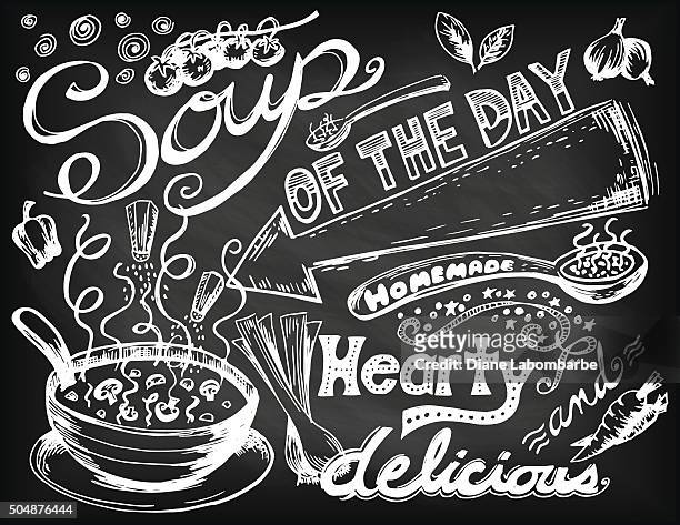 stockillustraties, clipart, cartoons en iconen met hand drawn soup doodles - steaming vegtables