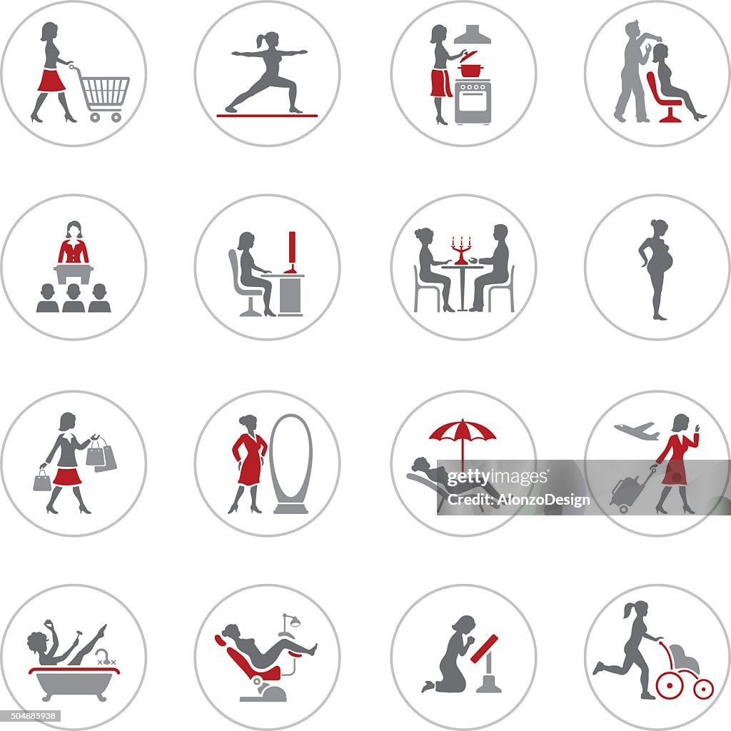 Woman life icons