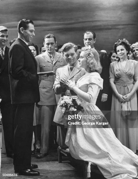 Scene from NY production of Winged Victory with Elisabeth Fraser marrying Barry Nelson.
