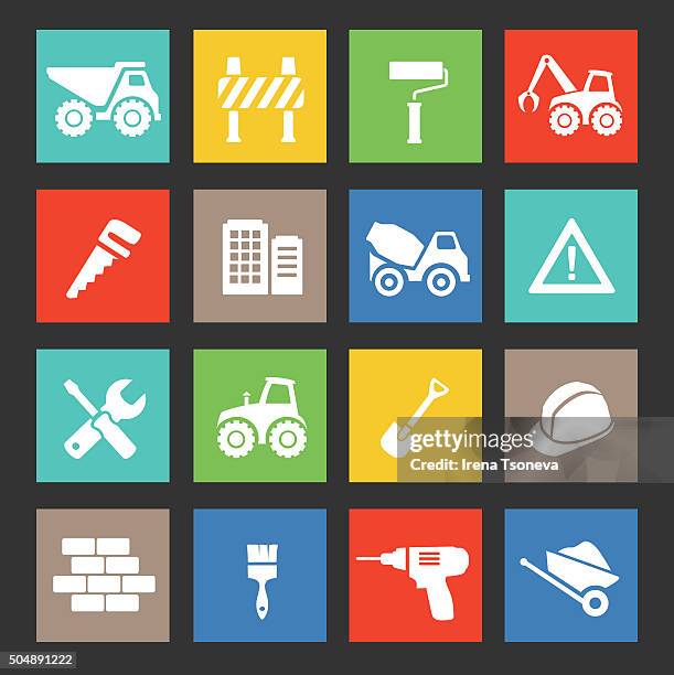 construction icon - construction worker white background stock illustrations