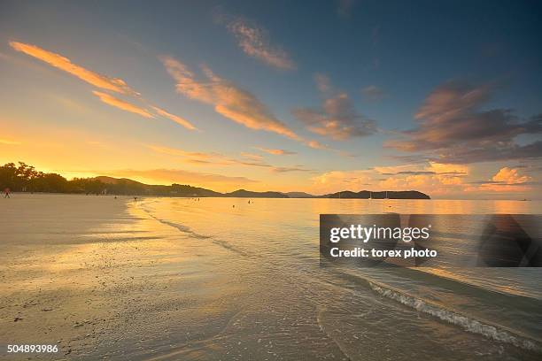 beautiful view of chenang beach, langkawi island, kedah, malaysia - pulau langkawi stock pictures, royalty-free photos & images