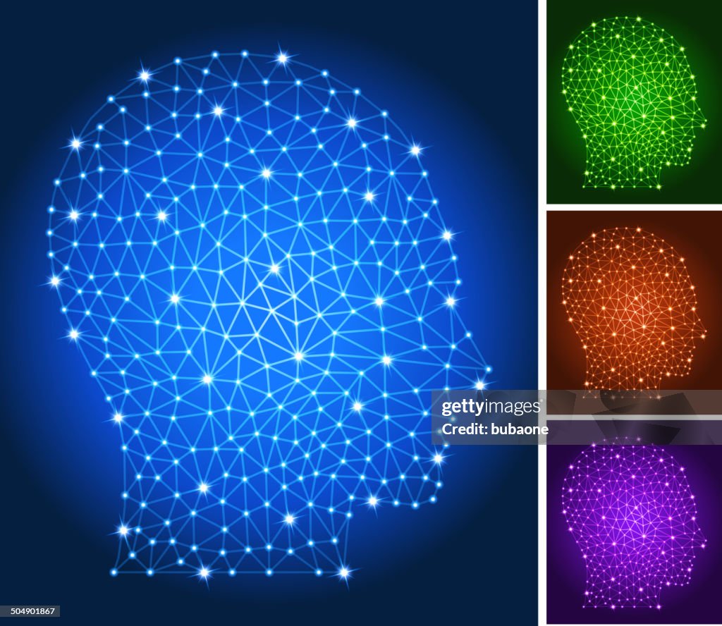 Human Head On Triangular Nodes Connection Structure Vector Art High-Res ...