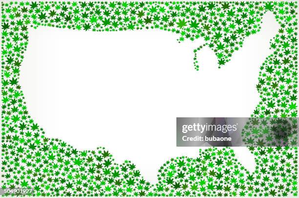 usa map on weed royalty free vector art pattern - icon collage 幅插畫檔、美工圖案、卡通及圖標