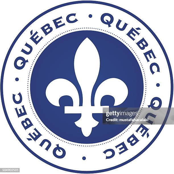 quebec stamp - fleur de lys stock illustrations