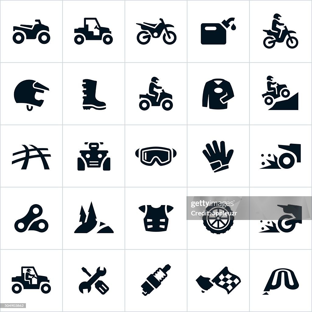 ATV oder ein Dirt Bike UTV und Symbole