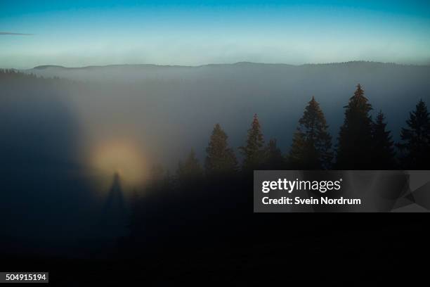 brocken spectre - brocken spectre stock pictures, royalty-free photos & images