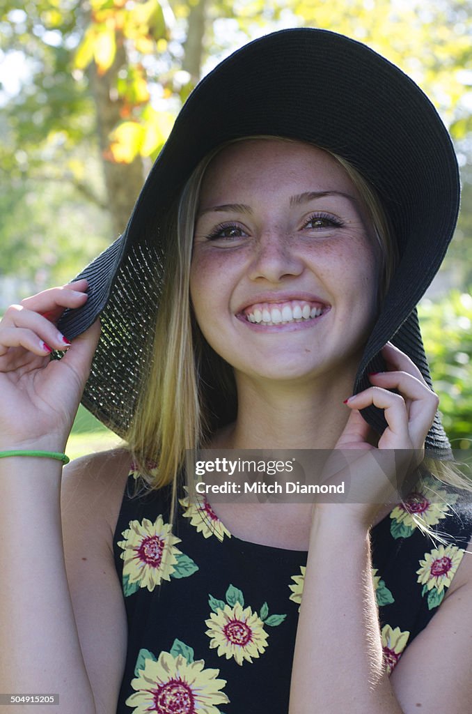 Smiling blonde teenager