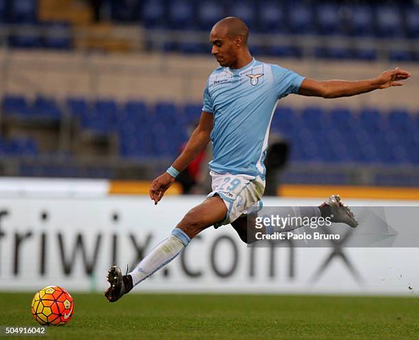 Abdoulay Konko of SS Lazio in action during the Serie A match between SS Lazio and Carpi FC at Stadio Olimpico on January 6, 2016 in Rome, Italy.