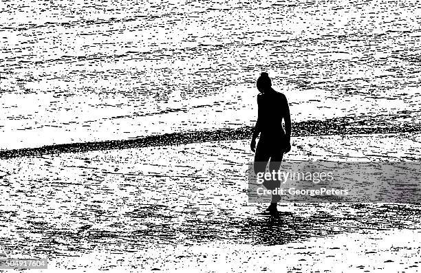 young woman walking at the beach during sunset - bocas del toro panama stock illustrations