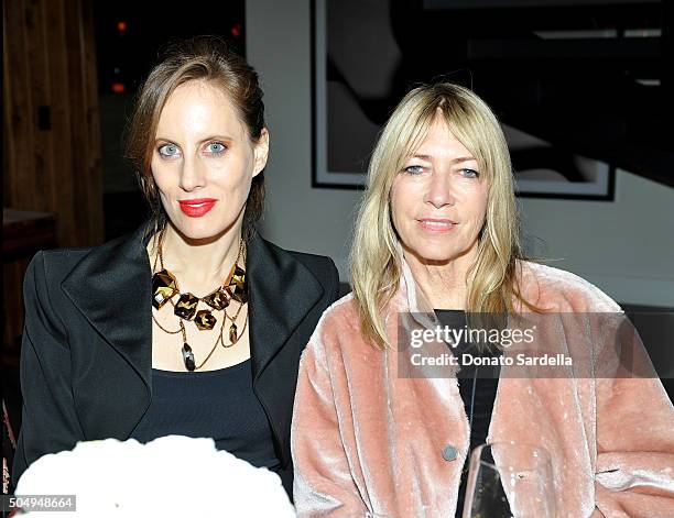 Filmmaker/artist Liz Goldwyn and musician Kim Gordon attend the Galvan For Opening Ceremony Dinner Hosted By Swarovski at Private Residence on...