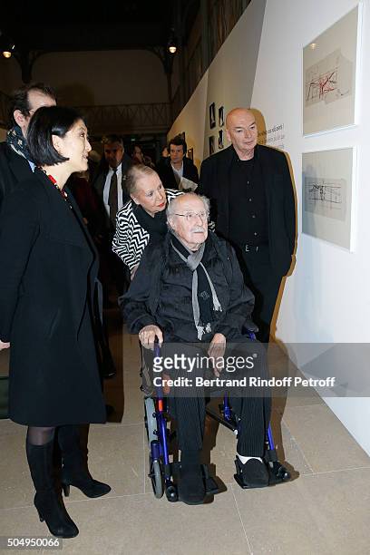 French minister of Culture and Communication Fleur Pellerin, Architect Claude Parent, his wife Naad and Architect Jean Nouvel attend the 'Jean Nouvel...