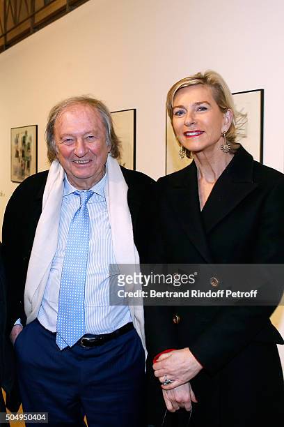 Didier Bernardin and Laure de Pourtales attend the 'Jean Nouvel and Claude Parent, Musees a venir' Exhibition Opening at Galerie Azzedine Alaïa on...