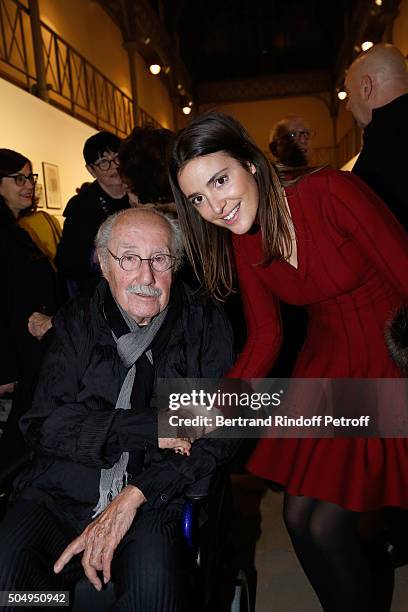 Architect Claude Parent and Architect Claire Davisseau attend the 'Jean Nouvel and Claude Parent, Musees a venir' Exhibition Opening at Galerie...