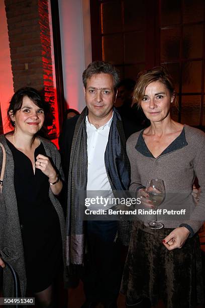 Cecile Debray, Anne Consigny and her husband Eric De Chassey attend the 'Jean Nouvel and Claude Parent, Musees a venir' Exhibition Opening at Galerie...