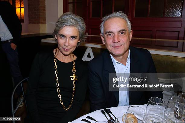 Elizabeth Quin and Herve Chandes attend the 'Jean Nouvel and Claude Parent, Musees a venir' Exhibition Opening at Galerie Azzedine Alaïa on January...