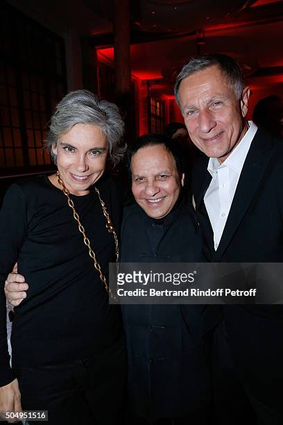 Elisabeth Quin, Azzedine Alaia and guest attend the 'Jean Nouvel and Claude Parent, Musees a venir' Exhibition Opening at Galerie Azzedine Alaïa on...