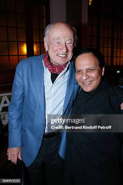 Sociologist Edgar Morin and Azzedine Alaia attend the 'Jean Nouvel and Claude Parent, Musees a venir' Exhibition Opening at Galerie Azzedine Alaïa on...