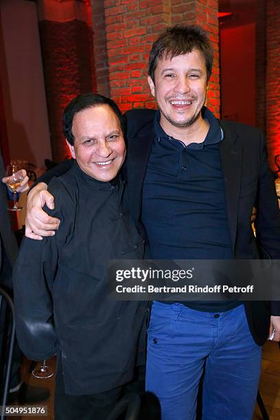 Azzedine Alaia and Contemporary artist Adel Abdessemed attend the 'Jean Nouvel and Claude Parent, Musees a venir' Exhibition Opening at Galerie...