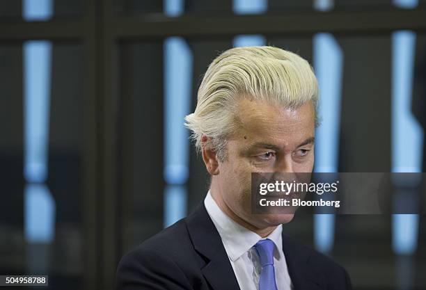 Geert Wilders, leader of the Freedom Party, pauses during an interview in The Hague, Netherlands, on Thursday, Jan. 14, 2016. Wilders has been a...