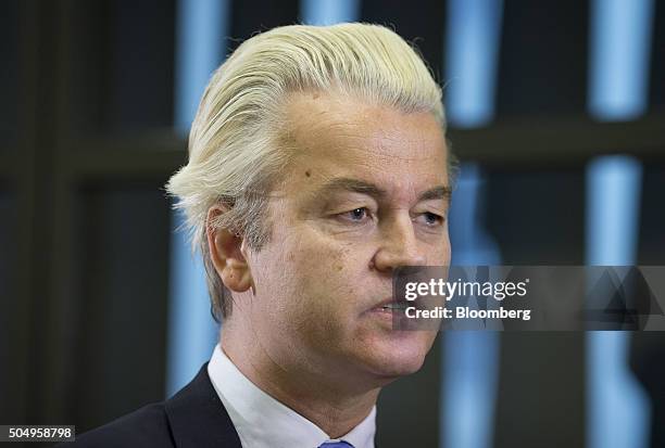 Geert Wilders, leader of the Freedom Party, speaks during an interview in The Hague, Netherlands, on Thursday, Jan. 14, 2016. Wilders has been a...