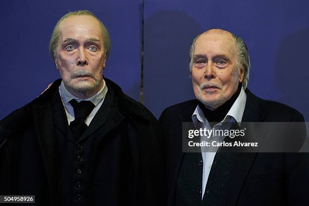 Actor Jack Taylor inaugurates the Dr Knox wax figure at the Madrid Wax Museum on January 14, 2016 in Madrid, Spain.