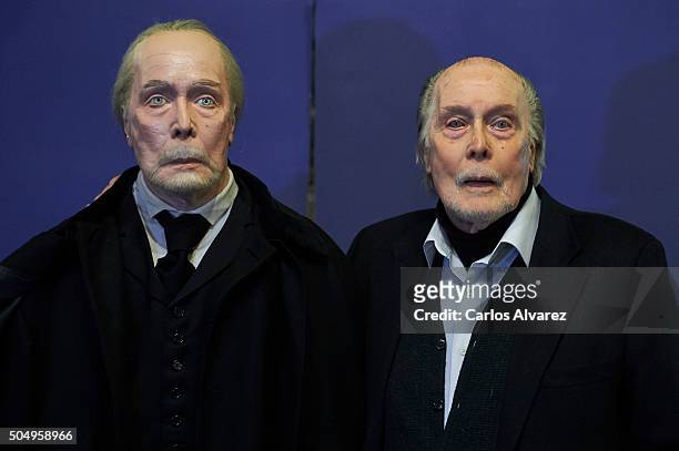 Actor Jack Taylor inaugurates the Dr Knox wax figure at the Madrid Wax Museum on January 14, 2016 in Madrid, Spain.