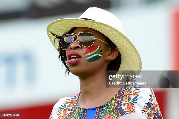 Fan during day 1 of the 3rd Test match between South Africa and England at Bidvest Wanderers Stadium on January 14, 2016 in Johannesburg, South...