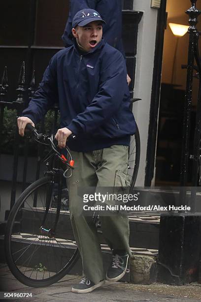 Rocco Ritchie seen with his bike in Soho on January 14, 2016 in London, England.