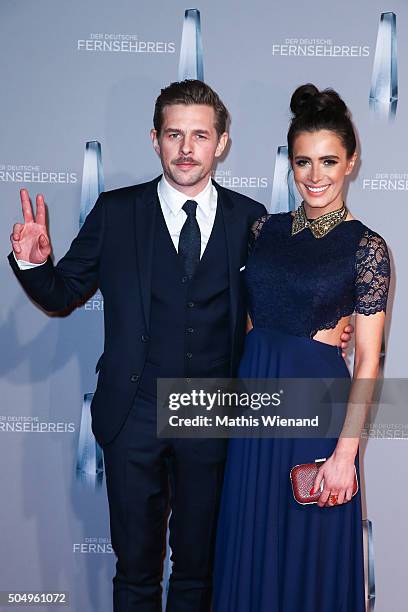 Klaas Heufer-Umlauf and Doris Golpashin attendsthe German Television Award at Rheinterrasse on January 13, 2016 in Duesseldorf, Germany.