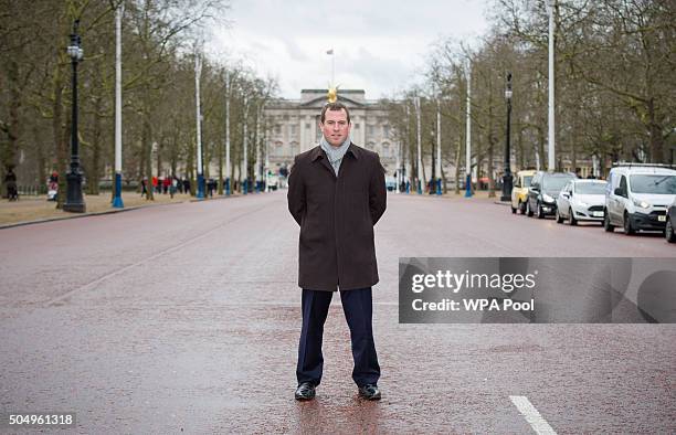 Peter Phillips poses for a photo on The Mall where 10,000 guests will attend The Patron's Lunch to be held on June 12 which will celebrate his...