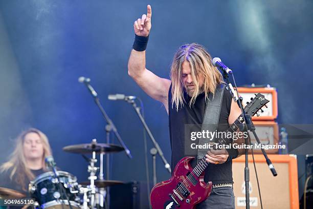 Guitarist Pepper Keenan and drummer Reed Mullin of American heavy metal group Corrosion of Conformity performing live on the Main Stage at Download...