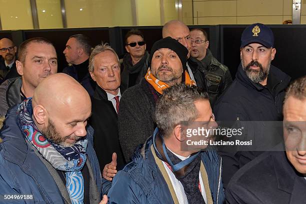 New coach of AS Roma Luciano Spalletti arrives in Fiumicino Airport on January 14, 2016 in Rome, Italy.