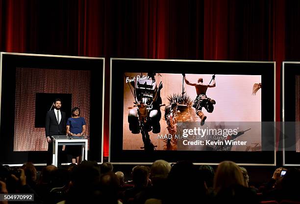 Actor John Krasinski and President of the Academy of Motion Picture Arts and Sciences Cheryl Boone Isaacs announce 'Mad Max: Fury Road' as a nominee...