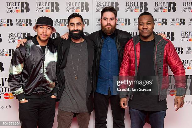 Kesi Dryden, Amir Amor, Piers Agget and Leon Rolle of Rudimental attend the nominations launch for The Brit Awards 2016 at ITV Studios on January 14,...