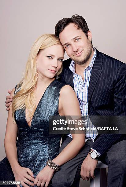 Actress Caitlin Mehner and producer Danny Strong pose for a portrait at the BAFTA Los Angeles Awards Season Tea at the Four Seasons Hotel on January...