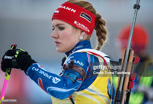 Gabriela Soukalova of the Czech Republic in action during the Women's 25 km individual Biathlon race at the IBU Biathlon World Cup Ruhpolding on...