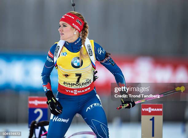 Gabriela Soukalova of the Czech Republic in action during the Women's 25 km individual Biathlon race at the IBU Biathlon World Cup Ruhpolding on...
