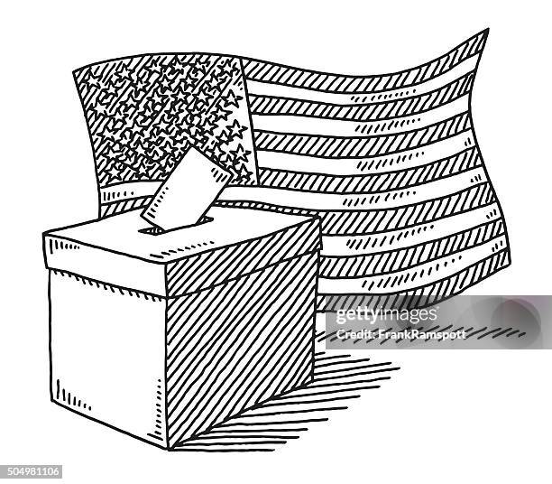 ballot box american flag drawing - white box transparent background stock illustrations
