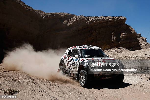 Nani Roma of Spain and Alex Bravo Haro of Spain in the MINI ALL4 RACING for AXION X-RAID TEAM compete on day 12 / stage eleven between La Rioja to...