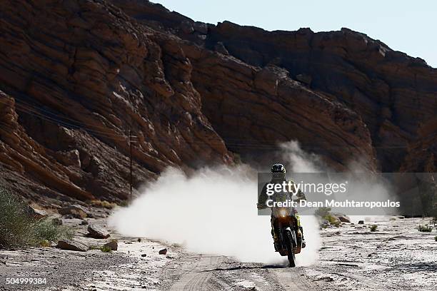 Stefan Svitko of Slovakia riding on and for KTM 450 RALLY REPLICA SLOVNAFT TEAM competes on day 12 / stage eleven between La Rioja to San Juan during...